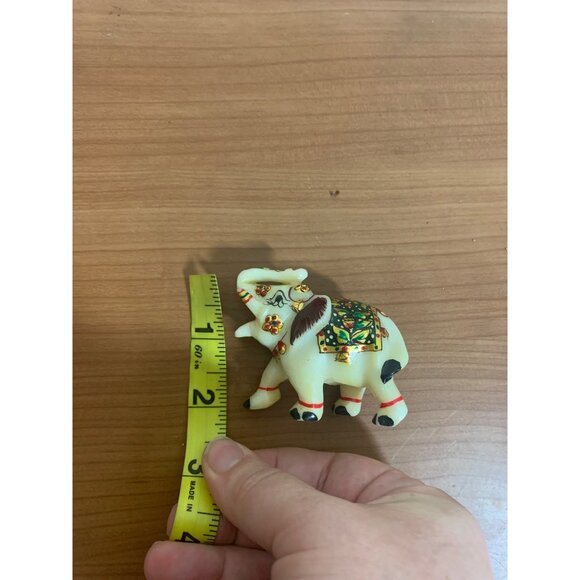 Elephant Statue White Stone Trunk Up Home Decor Figurine - Picture 7 of 7